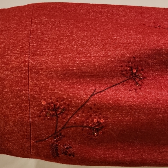 BCBGMaxAzria Wool-Blend Pencil Skirt with Stitch Embroidery - Picture 12 of 16